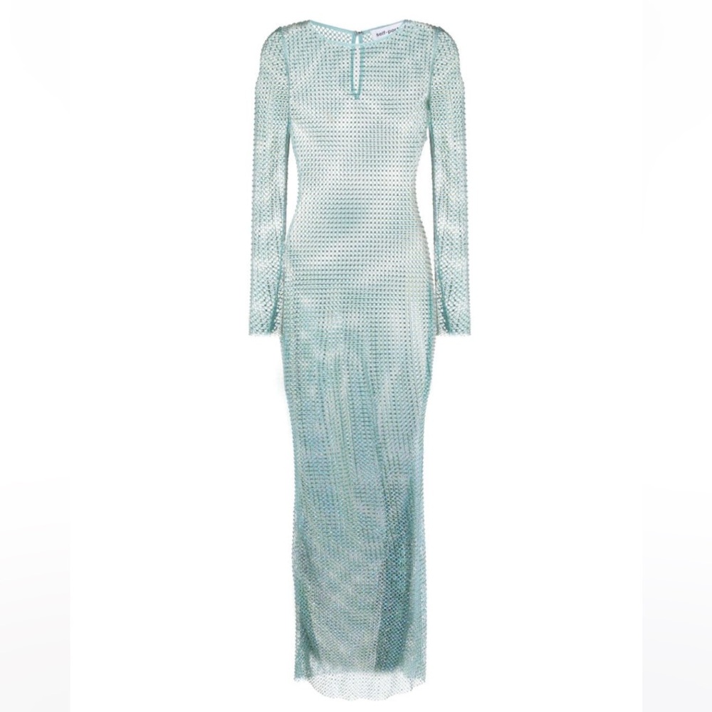 Self Portrait Rhinestone Embellished Fishnet Dress